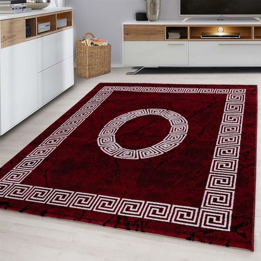 Muratap Plus Vloerkleed Laagpolig Tapijt Woonkamer Rood Wit- 240x340 CM