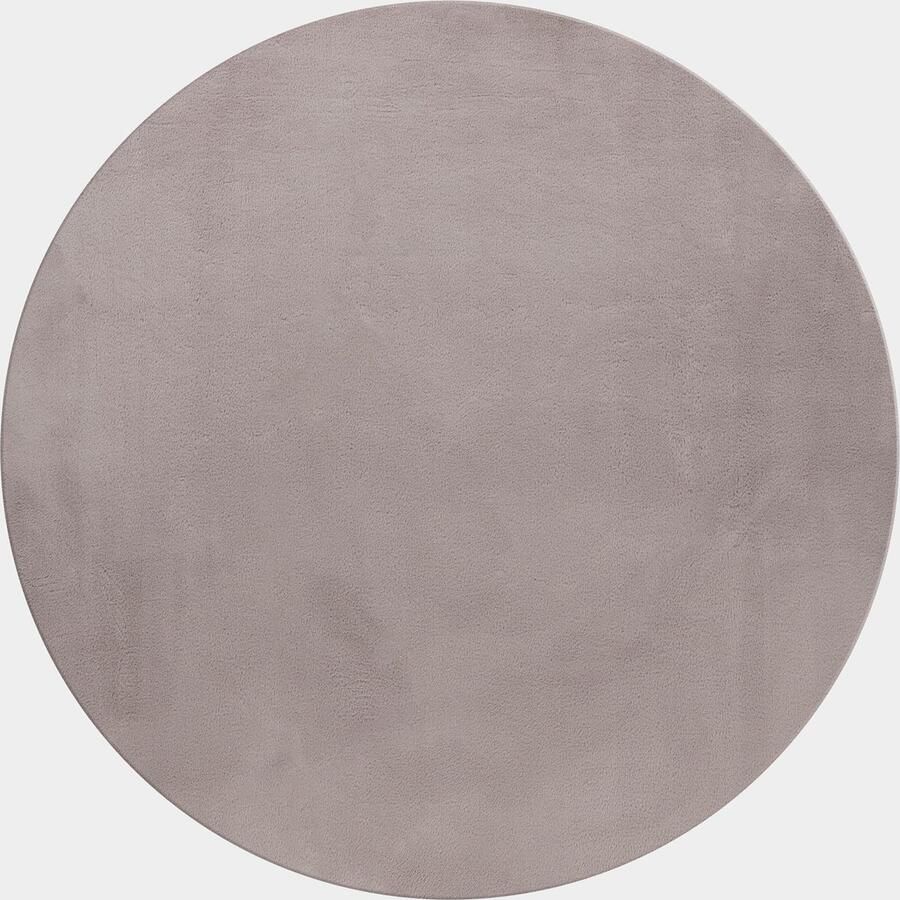 Muratap Pouffy Fluffy Hoogpolig Rond Vloerkleed Uni Kleur Beige Woonkamer Tapijt Katoenen Rug- 120 CM ROND