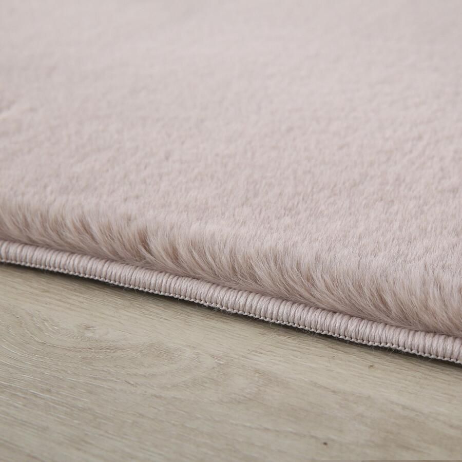 Muratap Pouffy Fluffy Hoogpolig Rond Vloerkleed Uni Kleur Beige Woonkamer Tapijt Katoenen Rug- 200 CM ROND - Foto 2