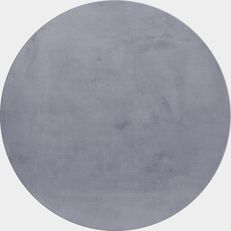 Muratap Pouffy Fluffy Hoogpolig Rond Vloerkleed Uni Kleur Grijs Woonkamer Tapijt Katoenen Rug- 120 CM ROND