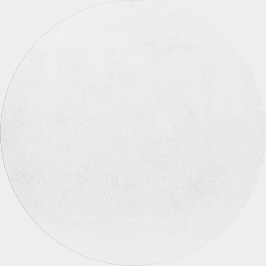 Muratap Pouffy Fluffy Hoogpolig Rond Vloerkleed Uni Kleur Wit Woonkamer Tapijt Katoenen Rug- 200 CM ROND