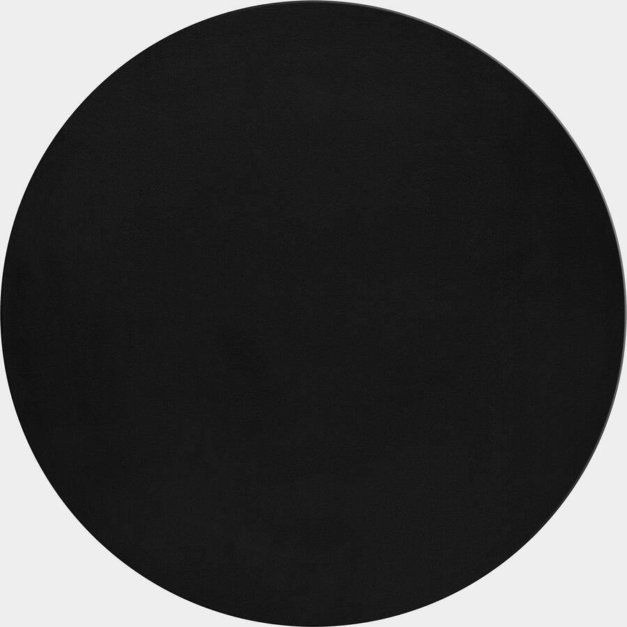Muratap Pouffy Fluffy Hoogpolig Rond Vloerkleed Uni Kleur -Zwart Woonkamer Tapijt Katoenen Rug- 120 CM ROND