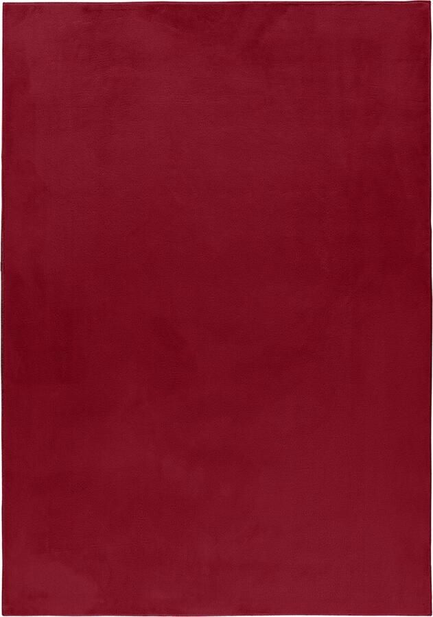Muratap Pouffy Fluffy Hoogpolig Vloerkleed Uni Kleur Rood Woonkamer Tapijt Katoenen Rug- 200x290 CM
