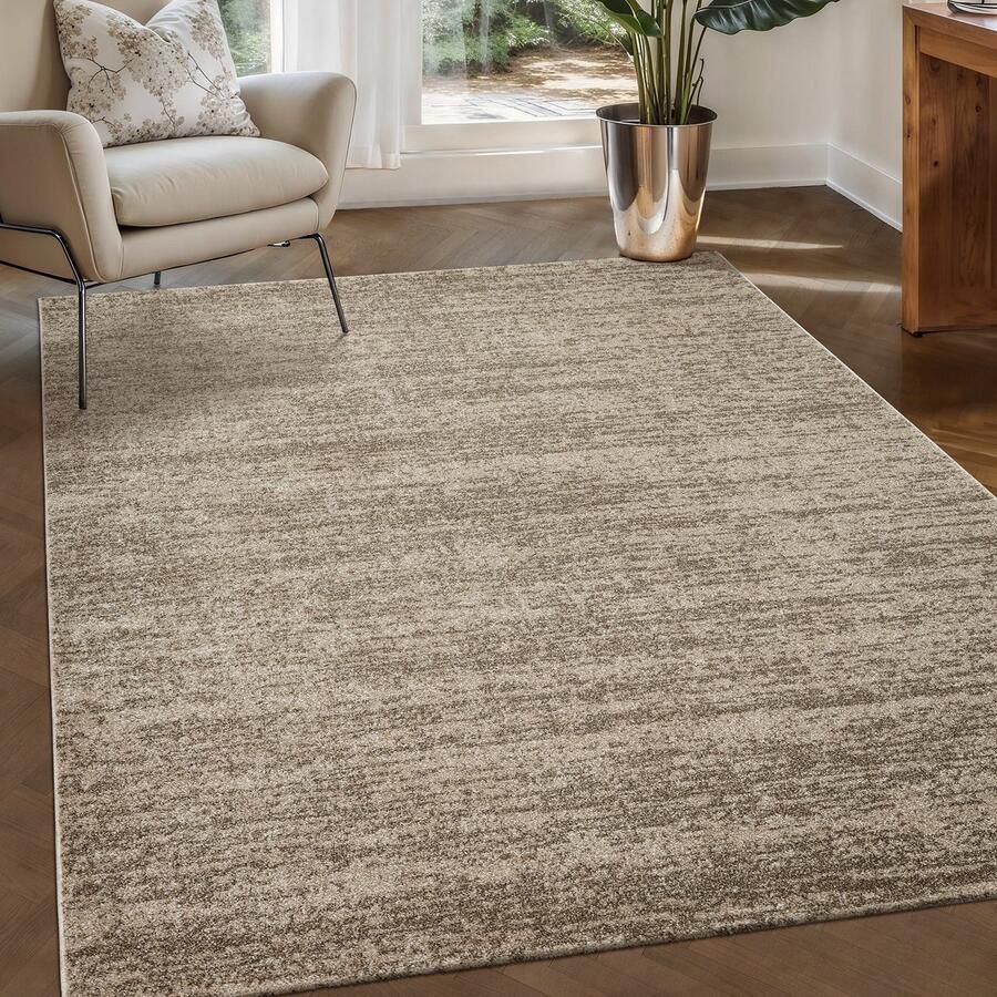 Muratap Relax Oslo Laagpolig Effen Vloerkleed Modern Tapijt Beige- 200x200 CM Vierkant