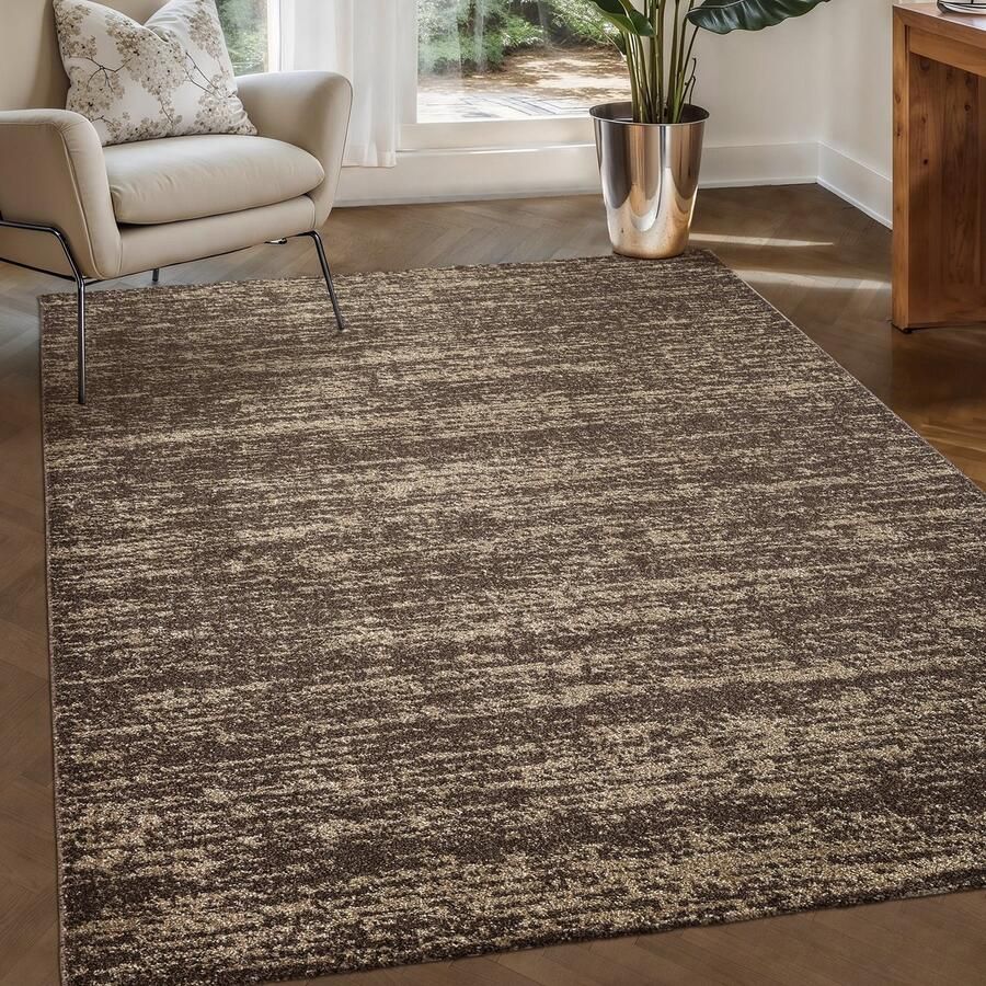 Muratap Relax Oslo Laagpolig Effen Vloerkleed Modern Tapijt Bruin- 300x300 CM Vierkant