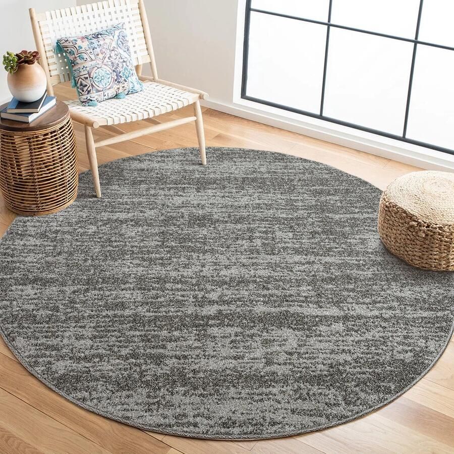 Muratap Relax Oslo Laagpolig Effen Vloerkleed Rond Modern Tapijt Grijs- 80 CM ROND