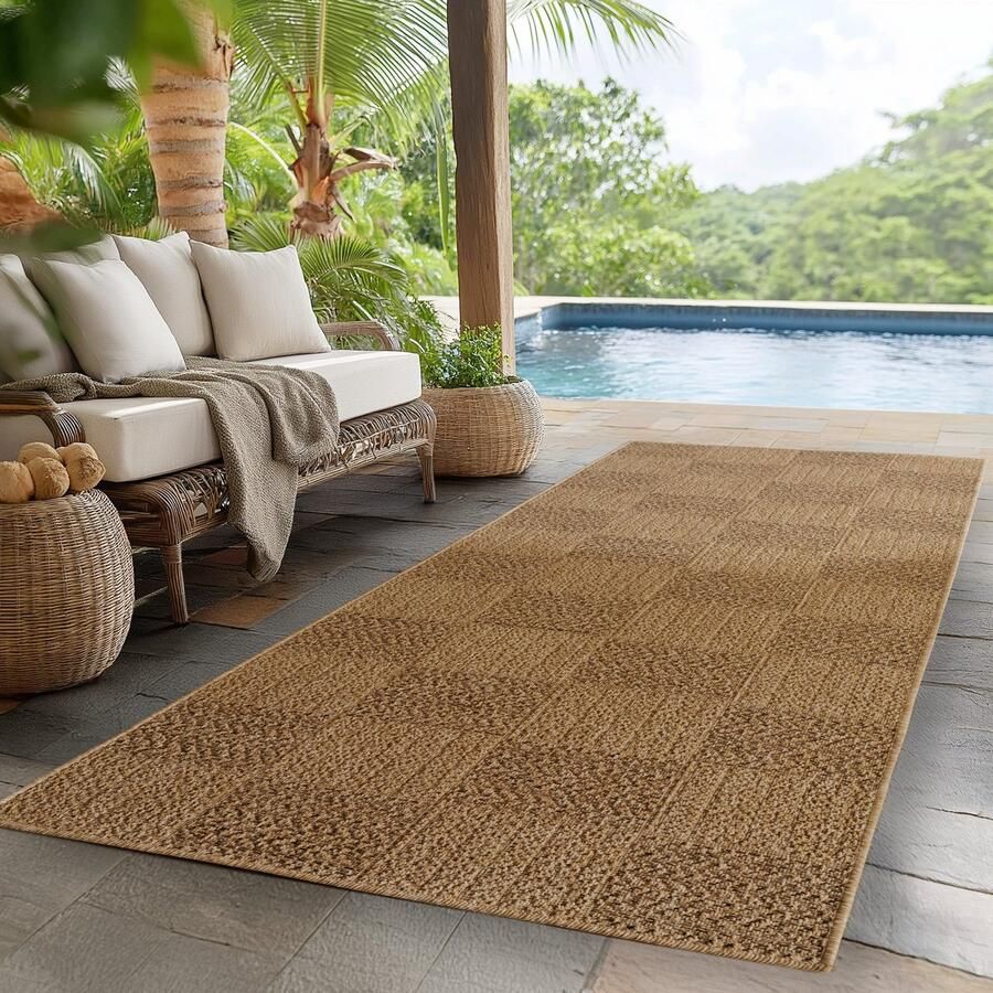 Muratap Relax Solstra Laagpolig Jute Vloerkleed In en Outdoor Modern Tapijt Beige Wit- 120x170 CM