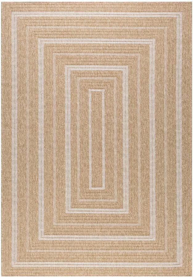 Muratap Relax Solstra Laagpolig Jute Vloerkleed In en Outdoor Modern Tapijt Beige Wit- 120x170 CM