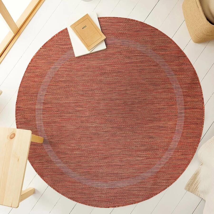 Muratap Relax Uni Binnen en Buiten Rond Vloerkleed Indoor & Outdoor Laagpolig Effen Terra- 160 CM ROND