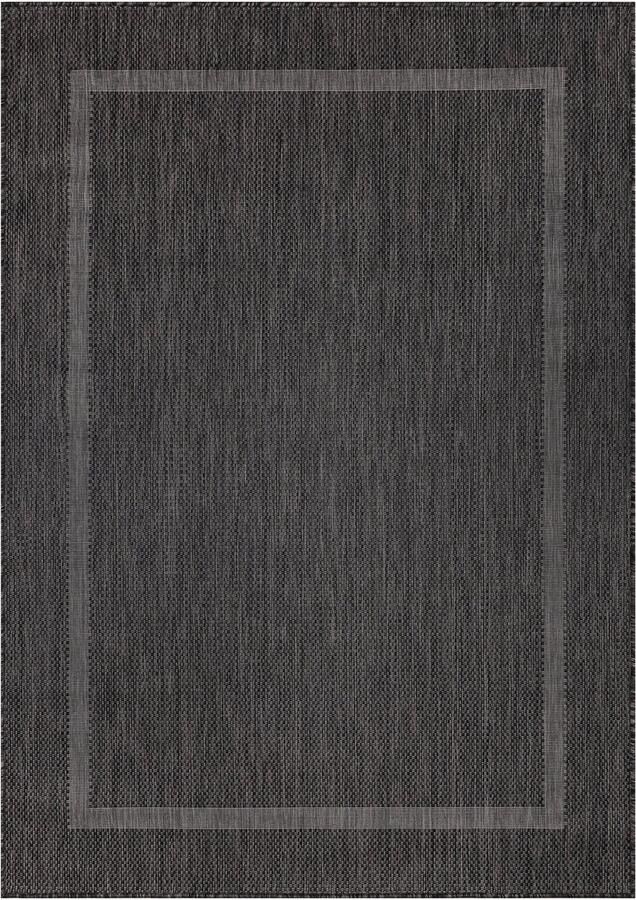 Muratap Relax Uni Binnen en Buiten Vloerkleed Indoor & Outdoor Laagpolig Effen Zwart- 60x100 CM