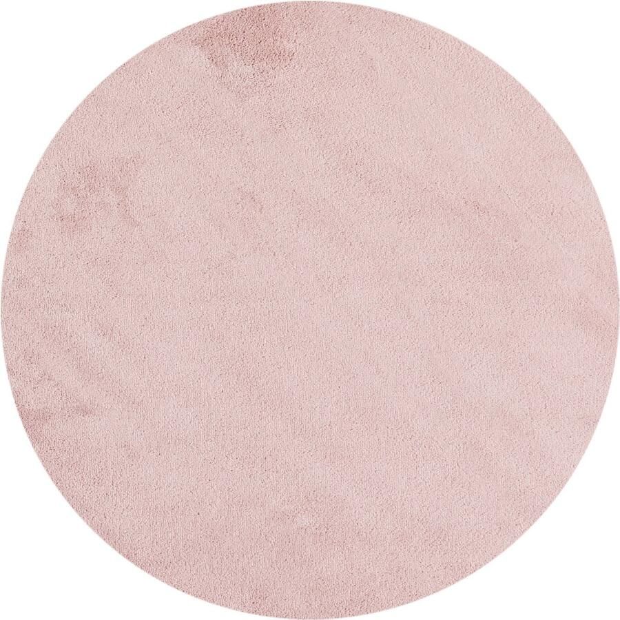 Muratap Sky Soft Uni Basic Rond Vloerkleed Laagpolig Effen Kleur Roze Woonkamer Tapijt Anti-Slip Rug- 160 CM ROND - Foto 2
