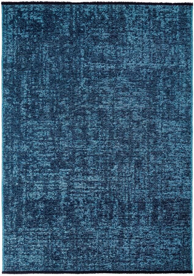 Muratap SPACE Vloerkleed – Laagpolig Velours – Modern & Sportief – Katoen & Chenille – Blauw- 140x200 CM