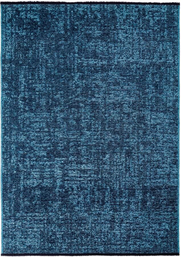 Muratap SPACE Vloerkleed – Laagpolig Velours – Modern & Sportief – Katoen & Chenille – Blauw- 80x250 CM