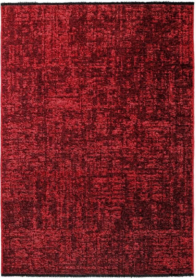 Muratap SPACE Vloerkleed – Laagpolig Velours – Modern & Sportief – Katoen & Chenille – Rood- 80x250 CM