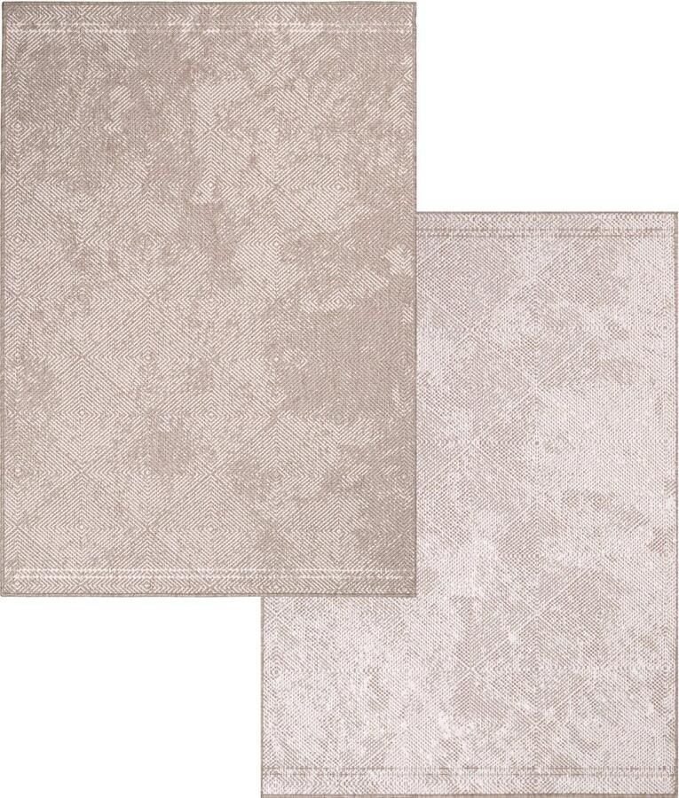 Muratap Tapijtenloods Duo Buitenkleed Dubbelzijdig Beige 120x170 CM Vloerkleed voor Binnen en Buiten Laagpolig - Foto 2