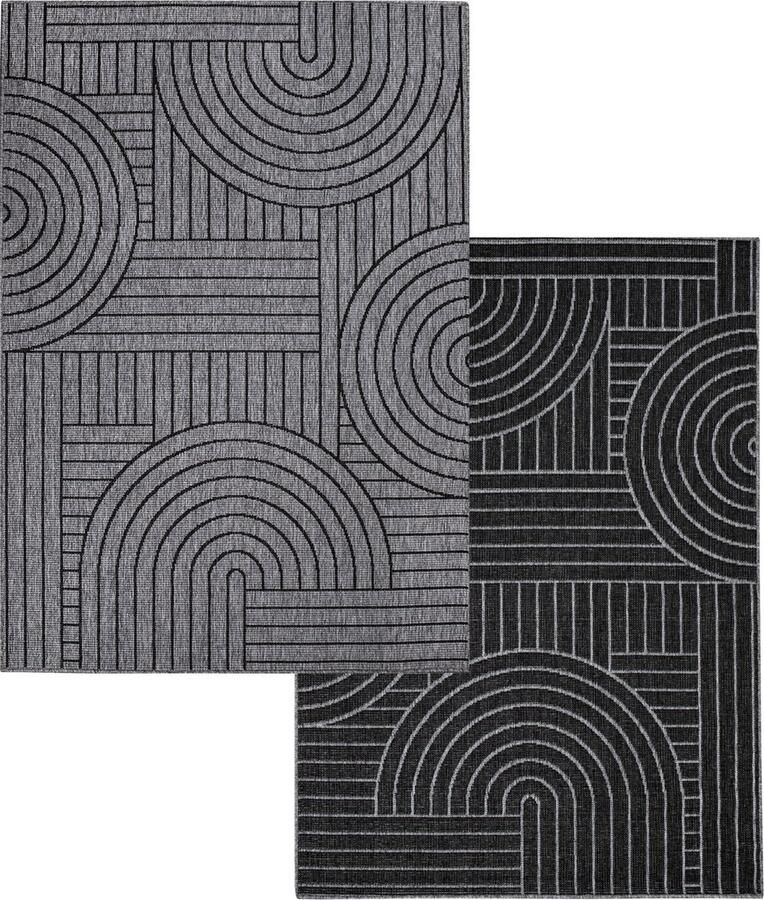 Muratap Tapijtenloods Duo Buitenkleed Dubbelzijdig Antraciet 80x150 CM Vloerkleed voor Binnen en Buiten Laagpolig