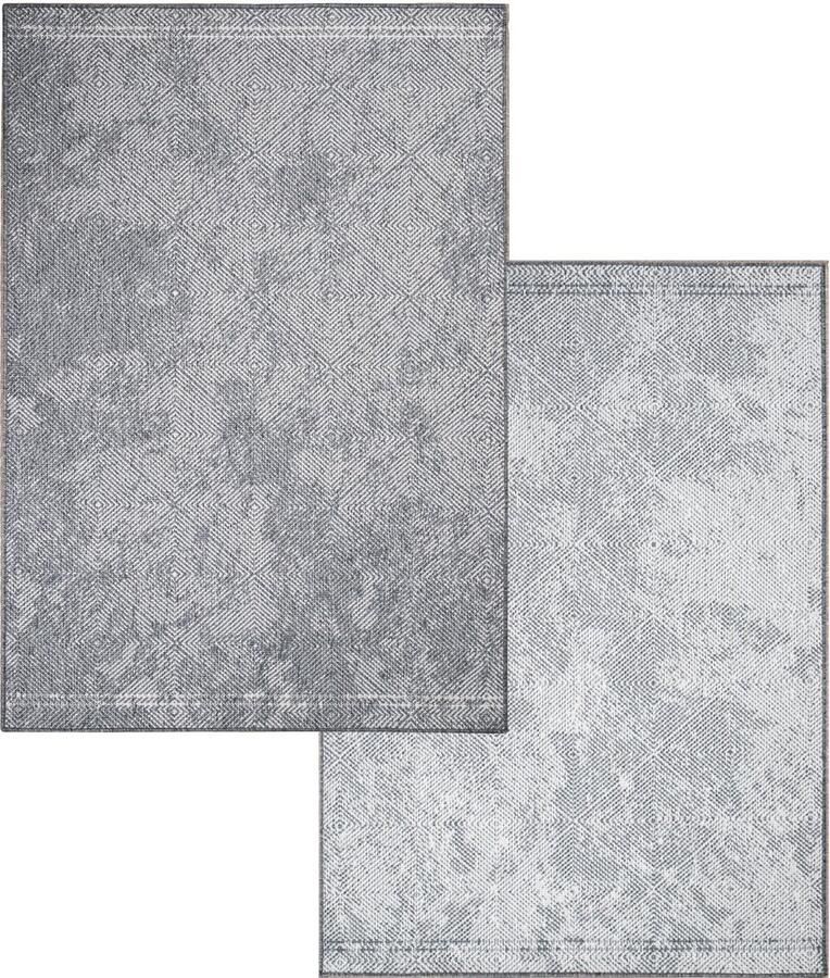 Muratap Tapijtenloods Duo Buitenkleed Dubbelzijdig Grijs 120x170 CM Vloerkleed voor Binnen en Buiten Laagpolig - Foto 3