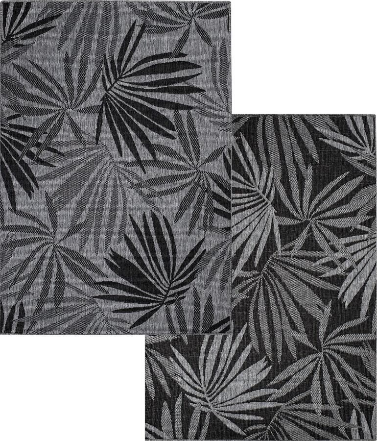 Muratap Tapijtenloods Duo Buitenkleed Dubbelzijdig Grijs 160x230 CM Vloerkleed voor Binnen en Buiten Laagpolig