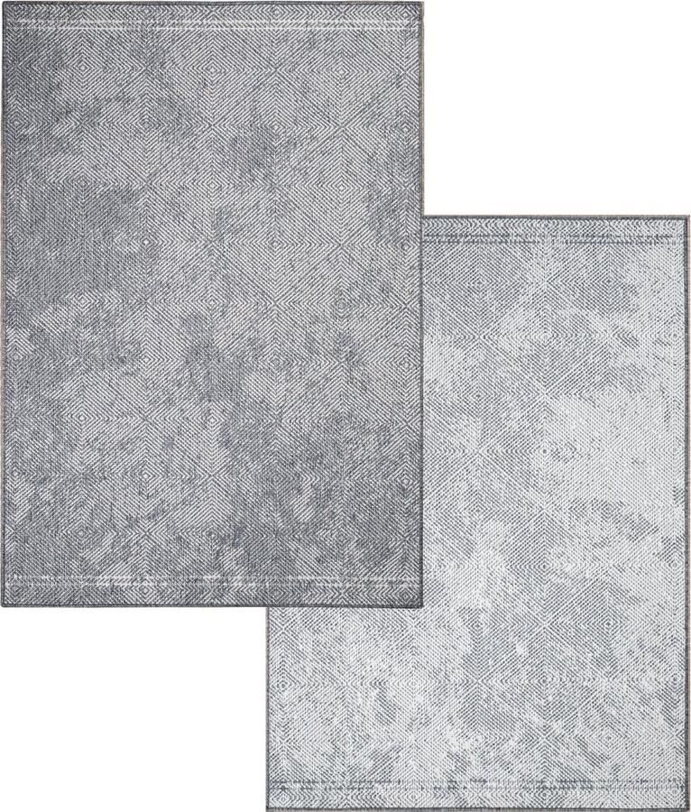 Muratap Tapijtenloods Duo Buitenkleed Dubbelzijdig Grijs 80x150 CM Vloerkleed voor Binnen en Buiten Laagpolig - Foto 3