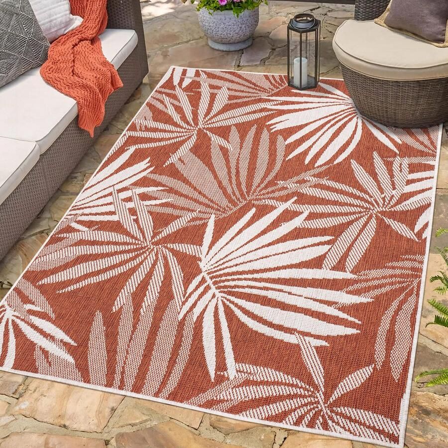 Muratap Tapijtenloods Duo Buitenkleed Dubbelzijdig Terra Creme 80x150 CM Vloerkleed voor Binnen en Buiten Laagpolig