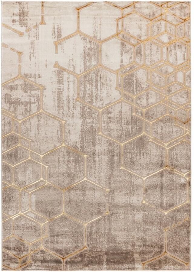 Muratap Tapijtenloods Fashion Club Laagpolig Vloerkleed Design Tapijt Beige Goud- 120x170 CM