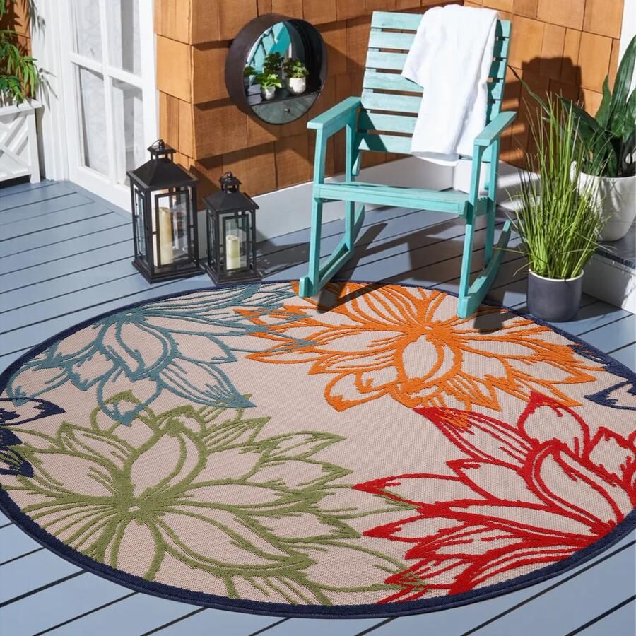 Muratap Tapijtenloods Floral Buitenkleed Multi 200 CM Tuintapijt Buitentapijt Vloerkleed Buiten en Binnen