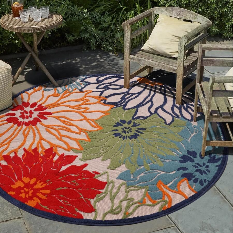 Muratap Tapijtenloods Floral Buitenkleed Multi 200 CM Tuintapijt Buitentapijt Vloerkleed Buiten en Binnen - Foto 2