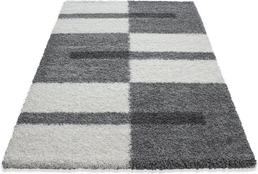 Muratap Tapijtenloods Gala Shaggy vloerkleed Grijs Wit Hoogpolig- 200x290 CM