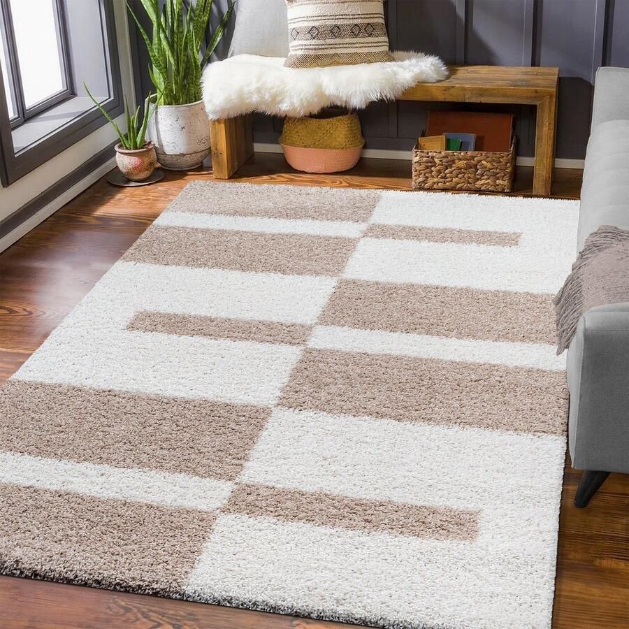 Muratap Tapijtenloods Milano Gala Vloerkleed Hoogpolig Beige Creme 140x200 CM Vloerkleed Modern Tapijt