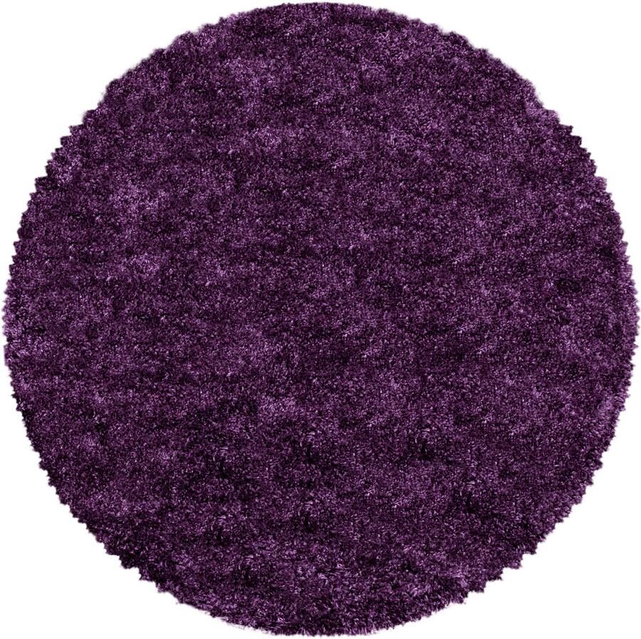 Muratap Tapijtenloods Pearl Soft Rond Hoogpolig Vloerkleed Paars Lila- 80 CM ROND