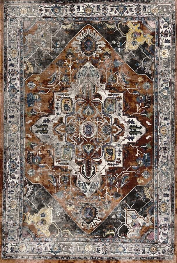 Muratap Picasso Castana Vloerkleed Vintage Terra Multi 80x150 CM Laagpolig Tapijt Woonkamer - Foto 2