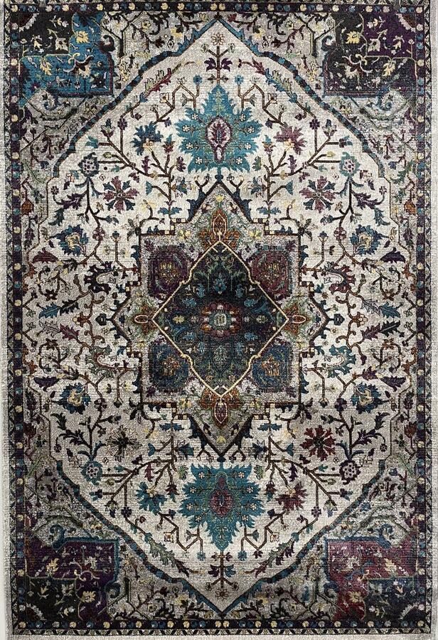 Muratap Tapijtenloods Picasso Rosa Vintage Vloerkleed Creme Multi Laagpolig- 240x340 CM