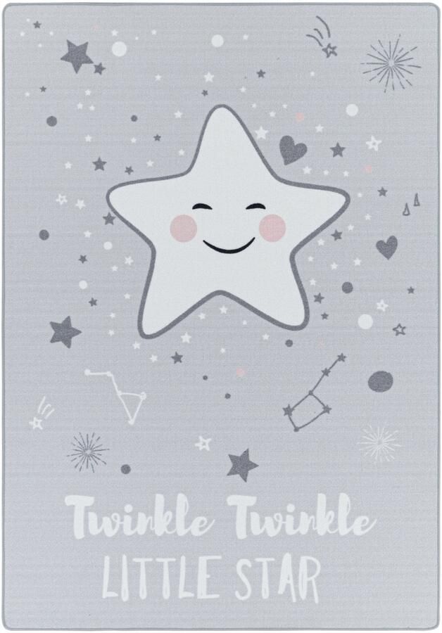 Muratap Tapijtenloods Play Vloerkleed Kinderkamer Little Star Laagpolig Grijs- 140x200 CM