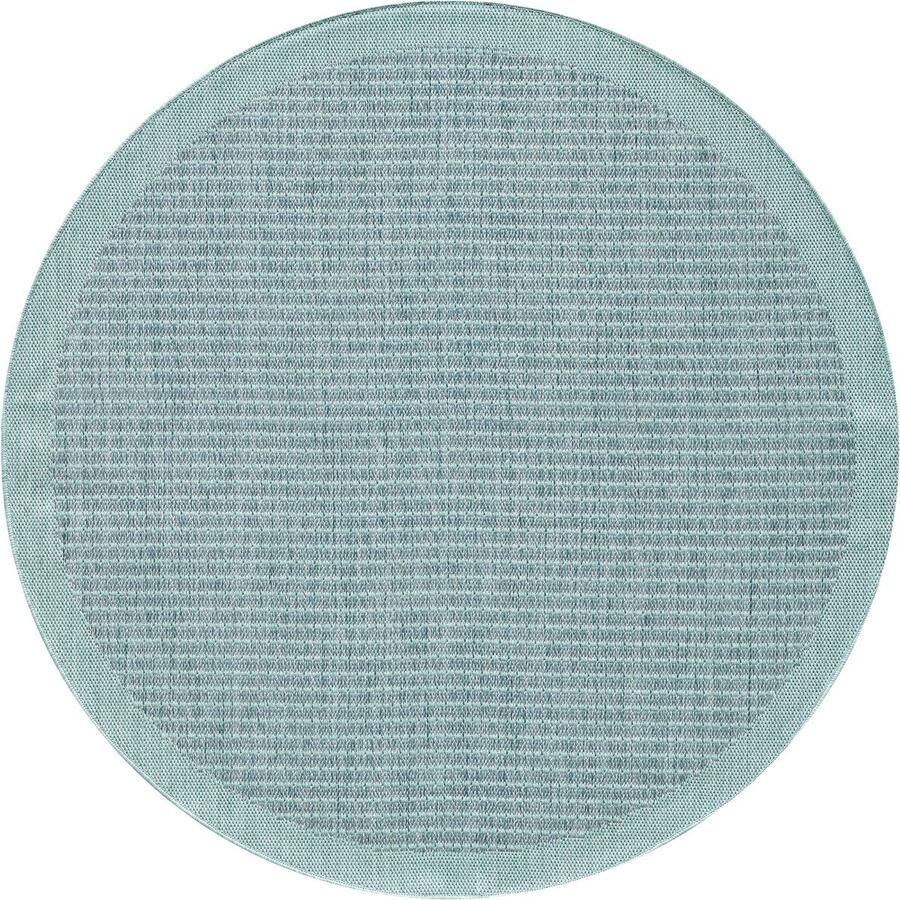 Muratap Tapijtenloods Solid Binnen en Buiten Rond Vloerkleed Indoor & Outdoor Laagpolig Effen Blauw- 160 CM ROND