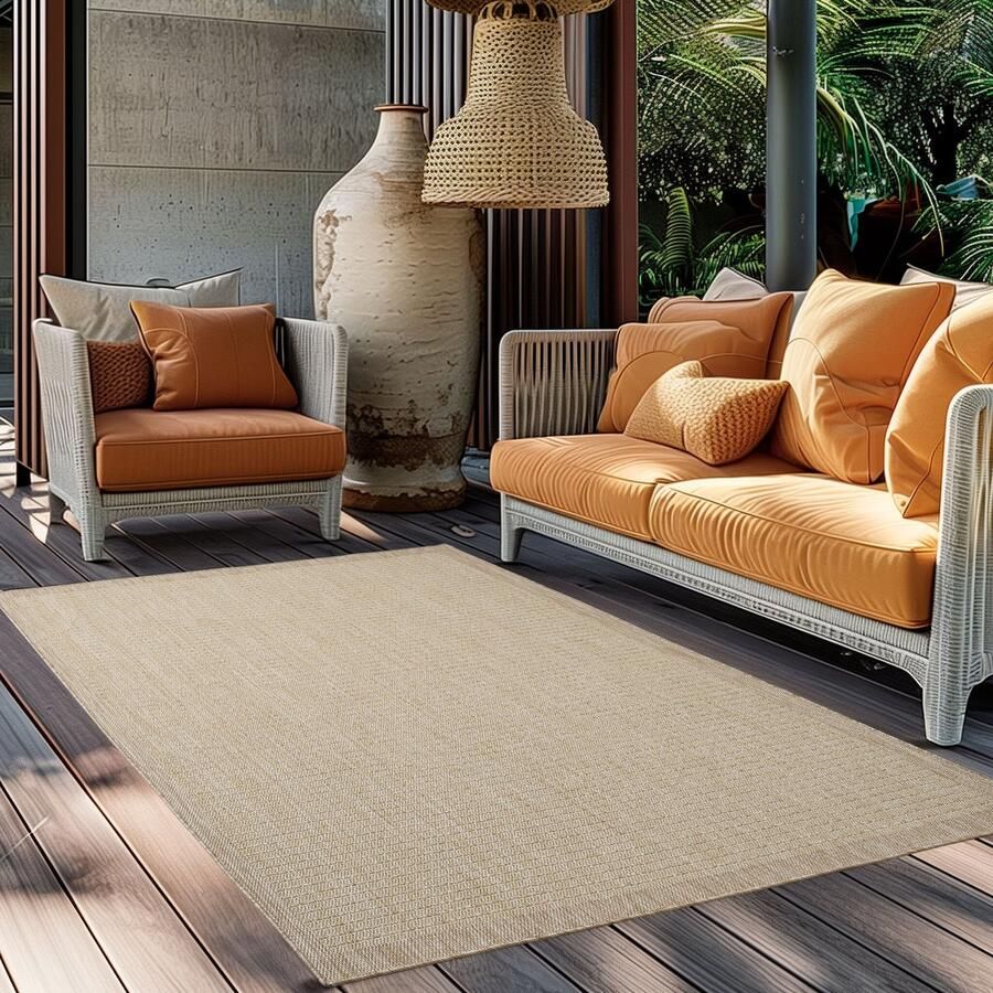 Muratap Tapijtenloods Solid Binnen en Buiten Vloerkleed Indoor & Outdoor Laagpolig Effen Beige- 140x200 CM