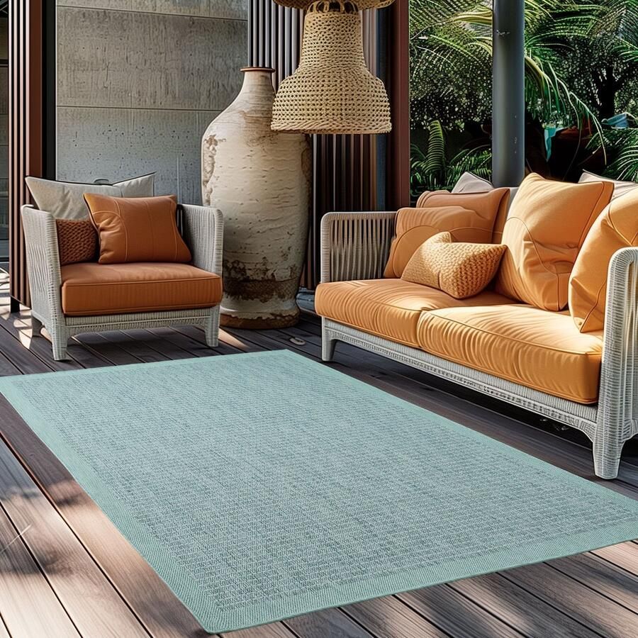 Muratap Tapijtenloods Solid Binnen en Buiten Vloerkleed Indoor & Outdoor Laagpolig Effen Blauw- 200x290 CM