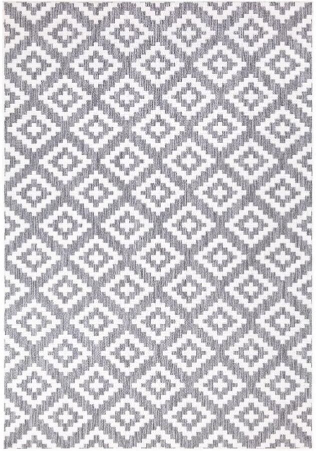 Muratap Tapijtenloods Sun In- & Outdoor Vloerkleed Laagpolig Modern Grijs Wit- 120x170 CM