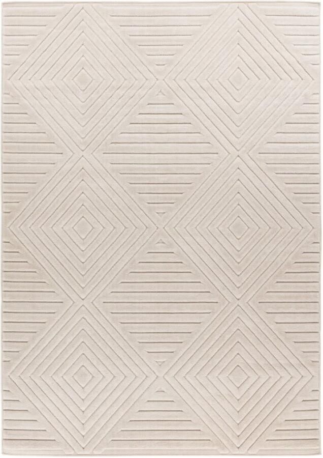 Muratap Viva Indoor & Outdoor Laagpolig Japandi Buitenkleed Effen Vloerkleed Creme- 160x230 CM