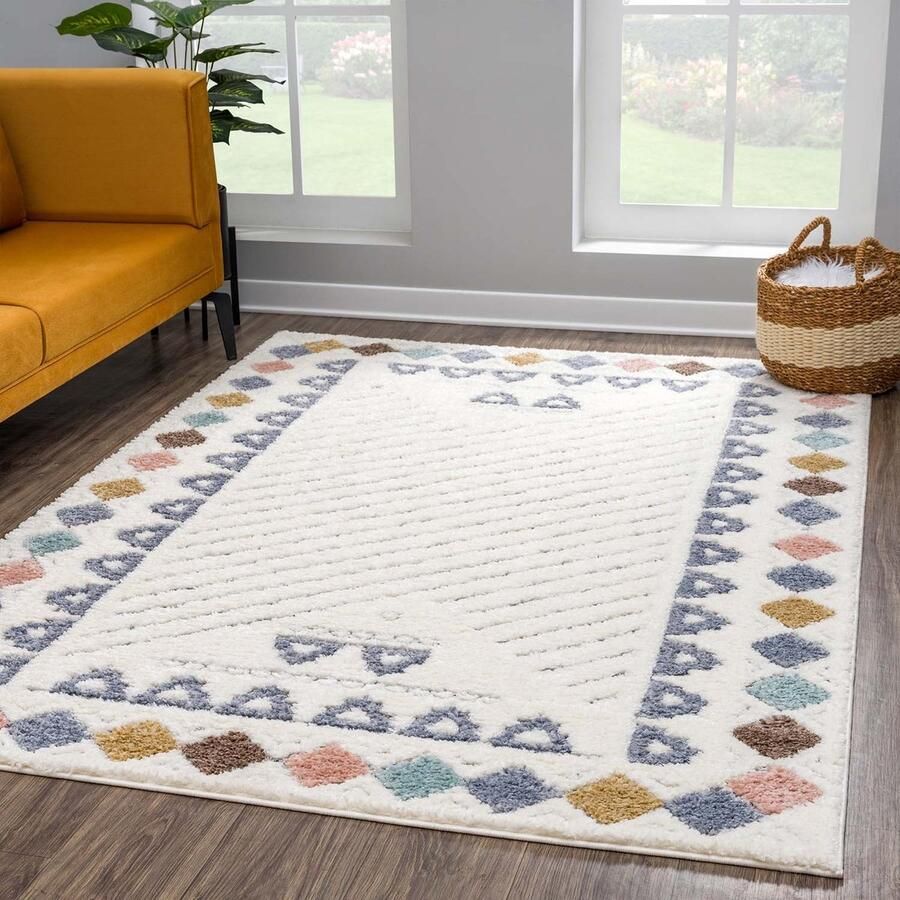 Muratap Vloerkleed Focus Anime Hoogpolig Fluffy Scandinavisch Multikleur Creme- 120x170 CM