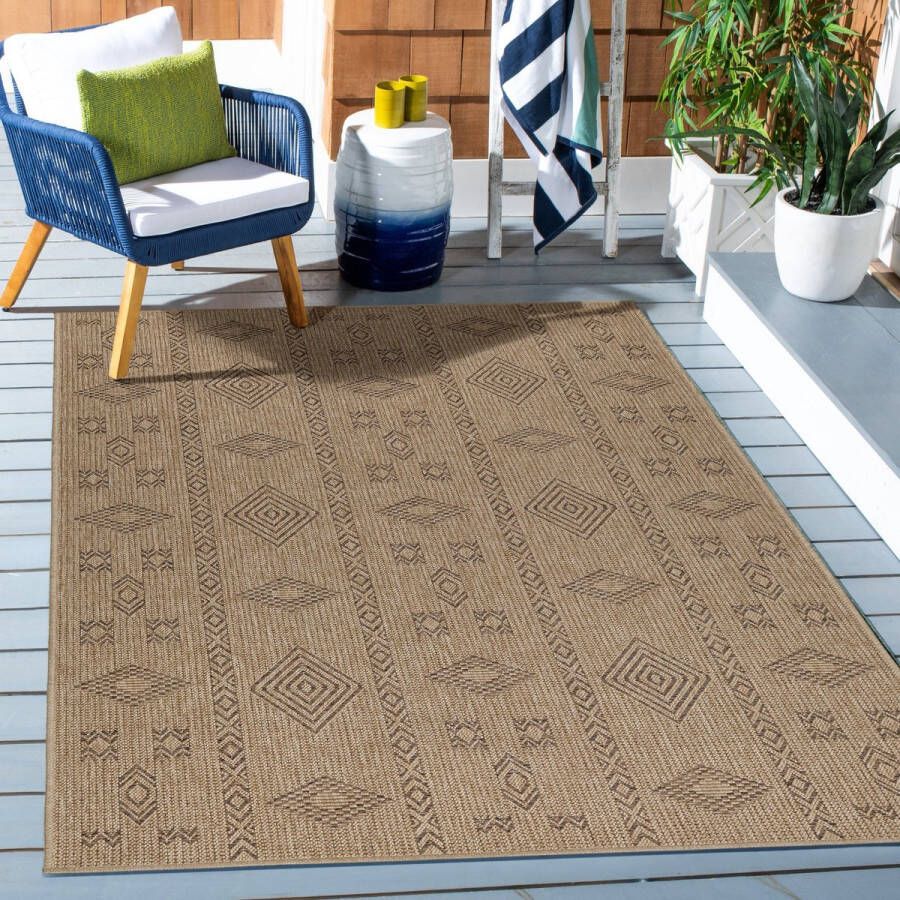 Muratap Natur Vloerkleed Dhaka Buitenkleed Sisal Laagpolig Indoor en Outdoor Beige Zwart- 280x370 CM