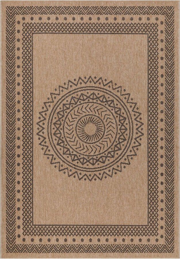 Muratap Natur Vloerkleed Kumar Buitenkleed Sisal Laagpolig Indoor en Outdoor Beige Zwart- 140x200 CM