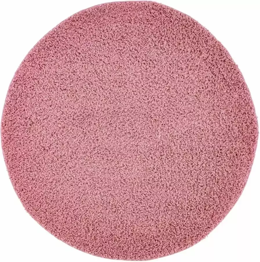 Muratap Shaggy Hoogpolig Tapijtenloods Vloerkleed Effen Pastel Roze 160 CM ROND