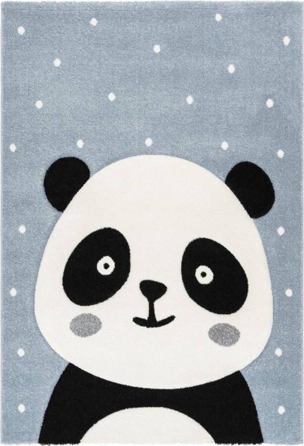 Muratap Amigo Vloerkleed Kinderkamer Panda Blauw- 120x170 CM Laagpolig Tapijt Kinderen