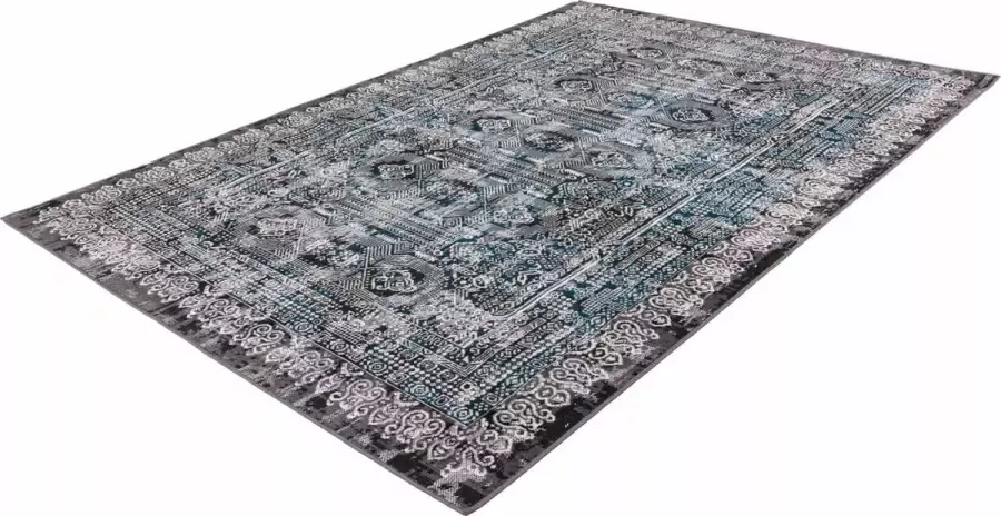 Muratap Tapijtenloods Ariya Vintage Vloerkleed Laagpolig Blauw Grijs- 120x170 CM