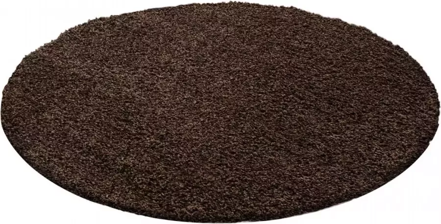Muratap Tapijtenloods Basic Rond Shaggy vloerkleed Bruin Hoogpolig 120 CM ROND