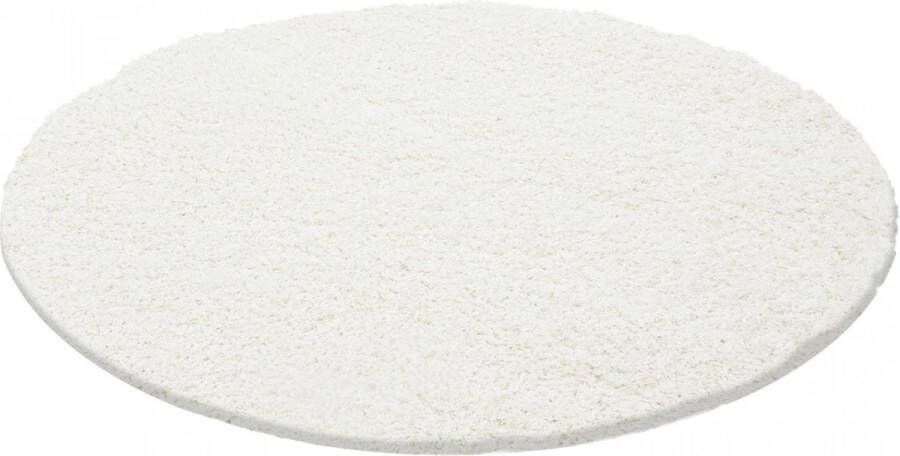 Muratap Tapijtenloods Basic Rond Shaggy vloerkleed Creme Hoogpolig- 160 CM ROND