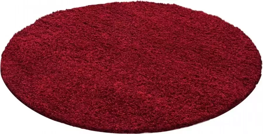 Muratap Tapijtenloods Basic Rond Shaggy vloerkleed Rood Hoogpolig- 160 CM ROND