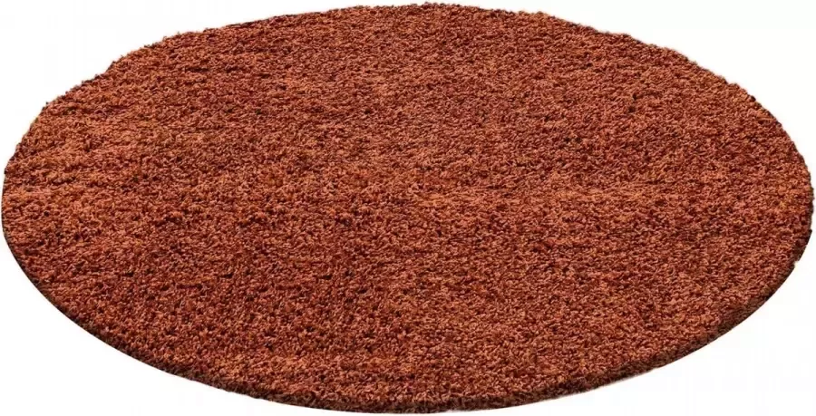 Muratap Tapijtenloods Basic Rond Shaggy vloerkleed Terra Oranje Hoogpolig- 200 CM ROND - Foto 2