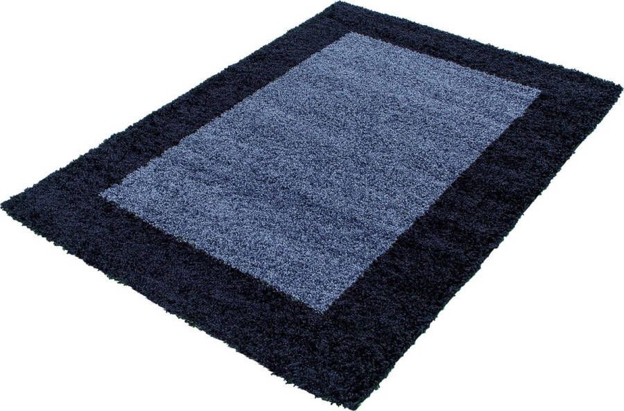 Muratap Tapijtenloods Basic Shaggy Kader vloerkleed Blauw Hoogpolig- 120x170 CM