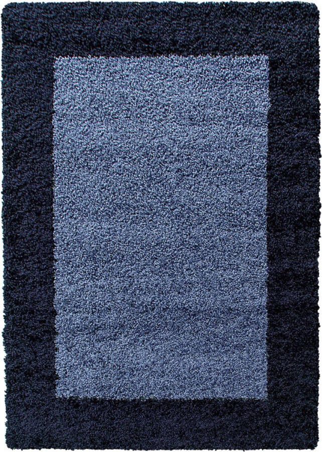 Muratap Tapijtenloods Basic Shaggy Kader vloerkleed Blauw Hoogpolig- 200x290 CM